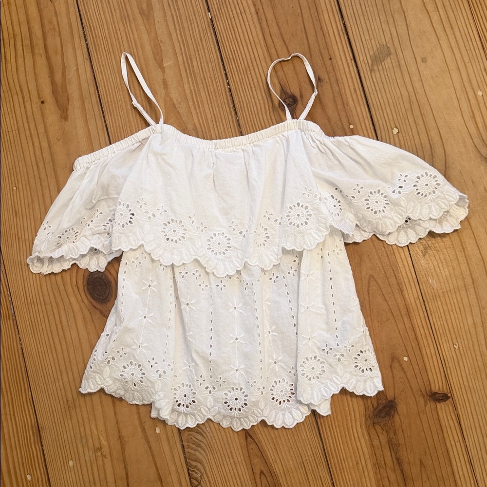 Old Navy White Eyelet Ruffle Blouse